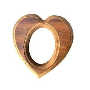 Heart wooden carved picture frame 3x4 cottagecore rustic home decor minimal wall